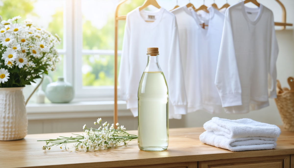 découvrez mon retour d'expérience avec le vinaigre blanc, un allié naturel et efficace pour lutter contre la décoloration du linge et raviver les couleurs de vos vêtements.
