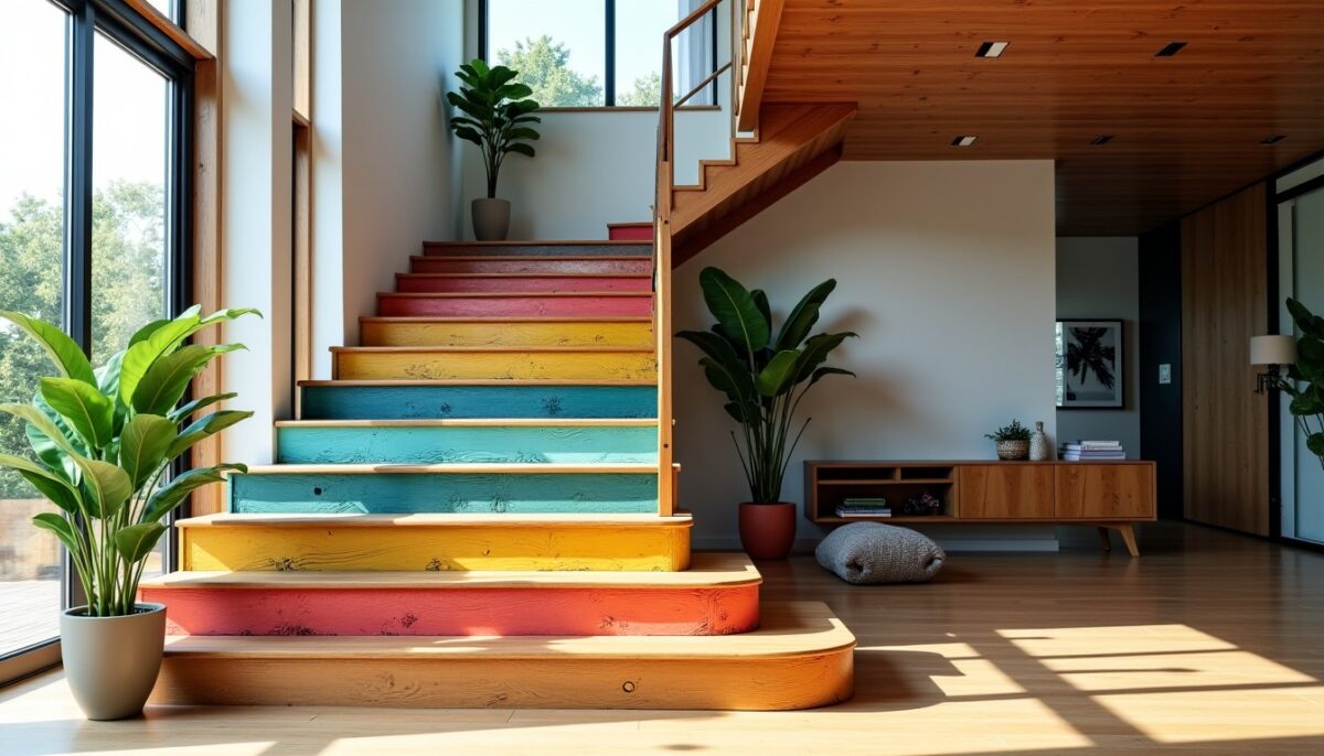 Idées créatives pour sublimer vos escaliers en bois grâce à la peinture