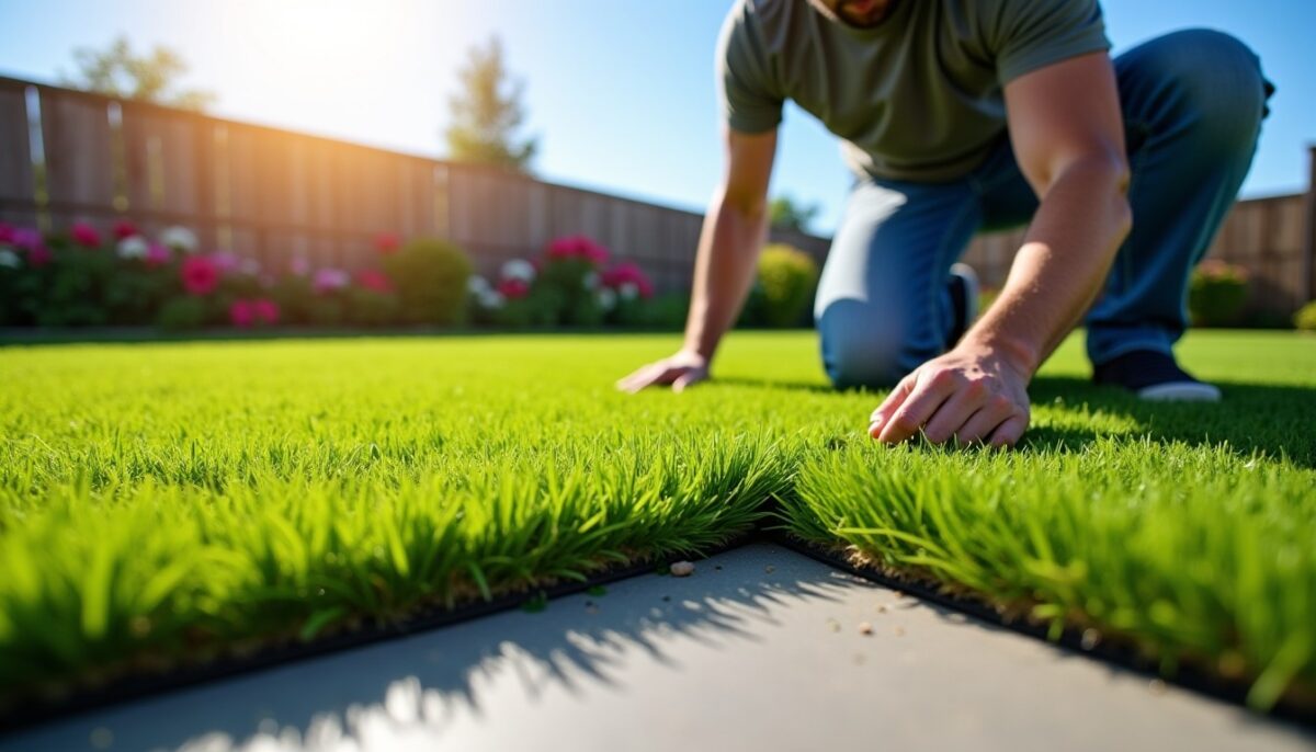 Guide pratique : poser du gazon synthétique sur une dalle en béton pas à pas